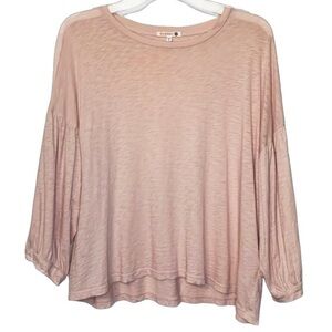 Sundry Blush Bubble Sleeve Peasant Blouse Cotton Tee Shirt, size 0